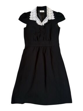 Calvin Klein Black Midi Dress with White Lace Collar